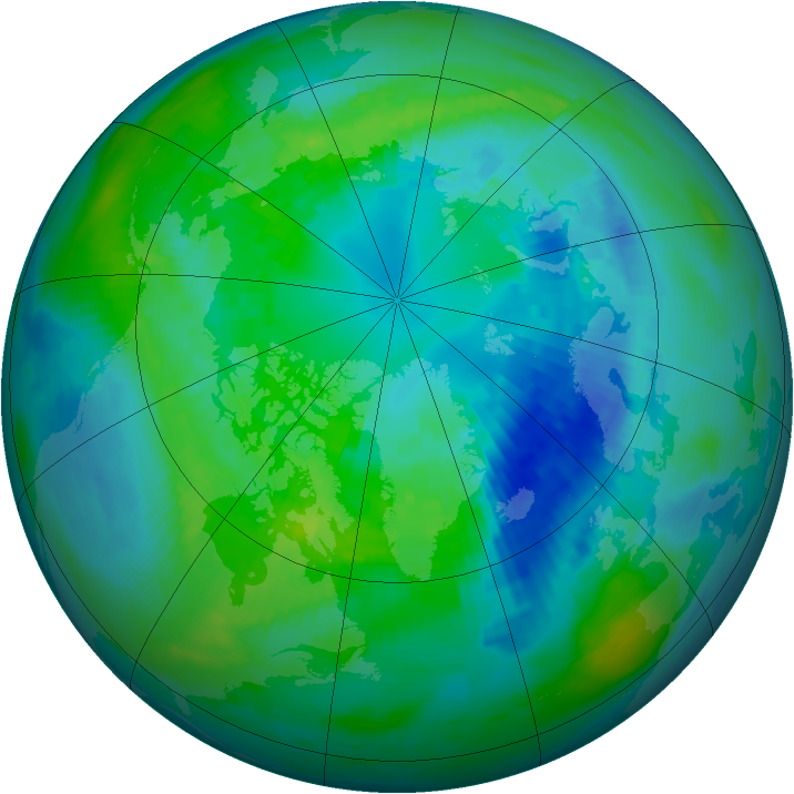 Arctic ozone map for 10 October 1991